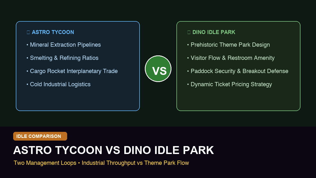 Astro Tycoon vs Dino Idle Park: Two Management Loops, Two Different Idle Moods